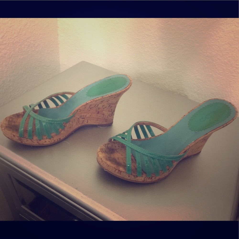 ALDO Teal wedges turquoise women’s shoes size 10